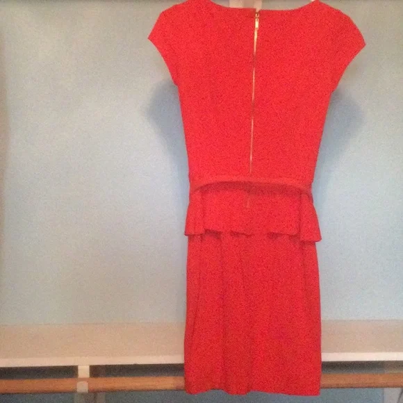 Cache Orange Peplum Dress, Size 2, with Belt - Picture 8 of 10